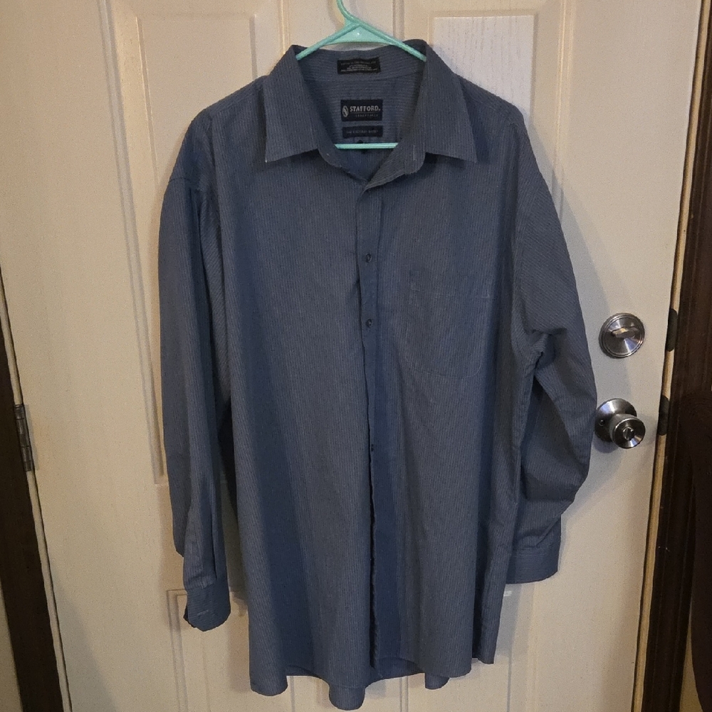 Stafford Men's Classic Navy Dress Shirt Size 18